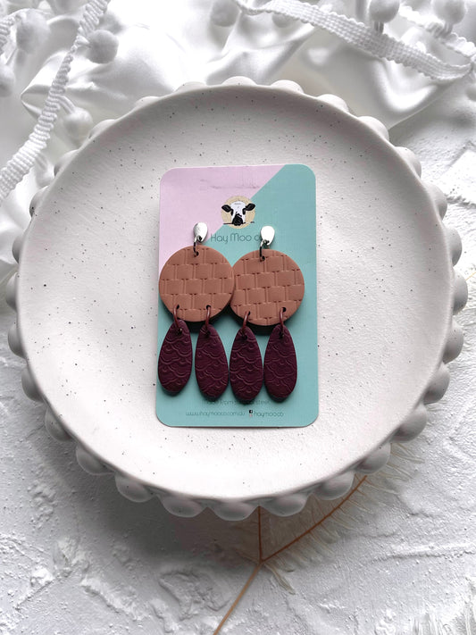 'Rattan' Maroon Droplets Dangle