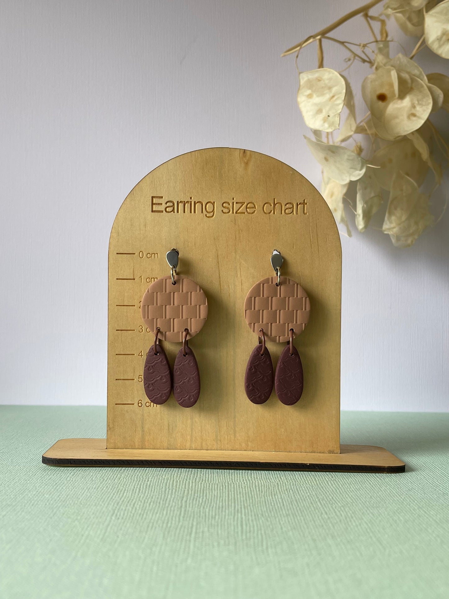 'Rattan' Maroon Droplets Dangle