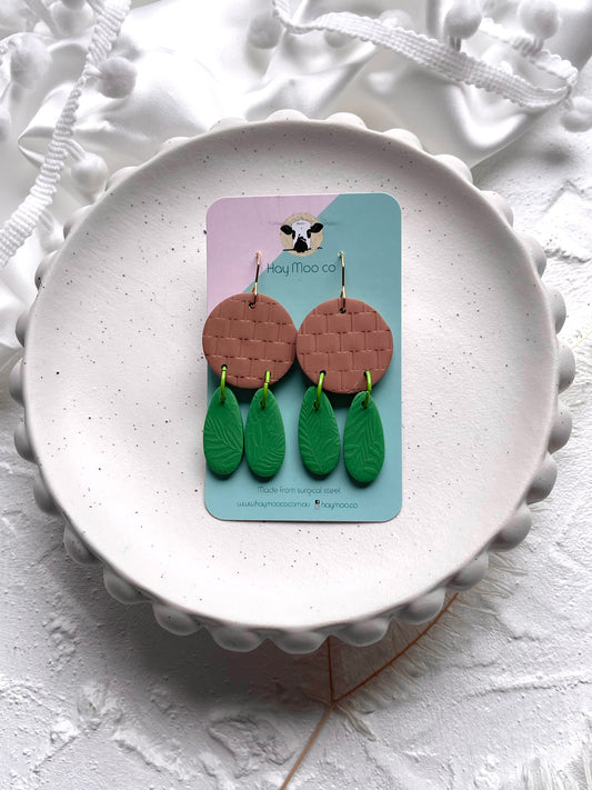 'Rattan' Green Droplets Dangle