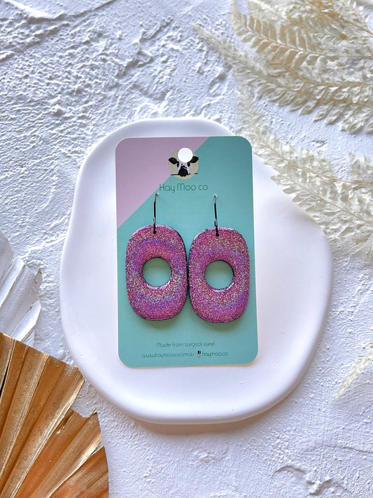 'Glitter' Hollow Oval Dangles