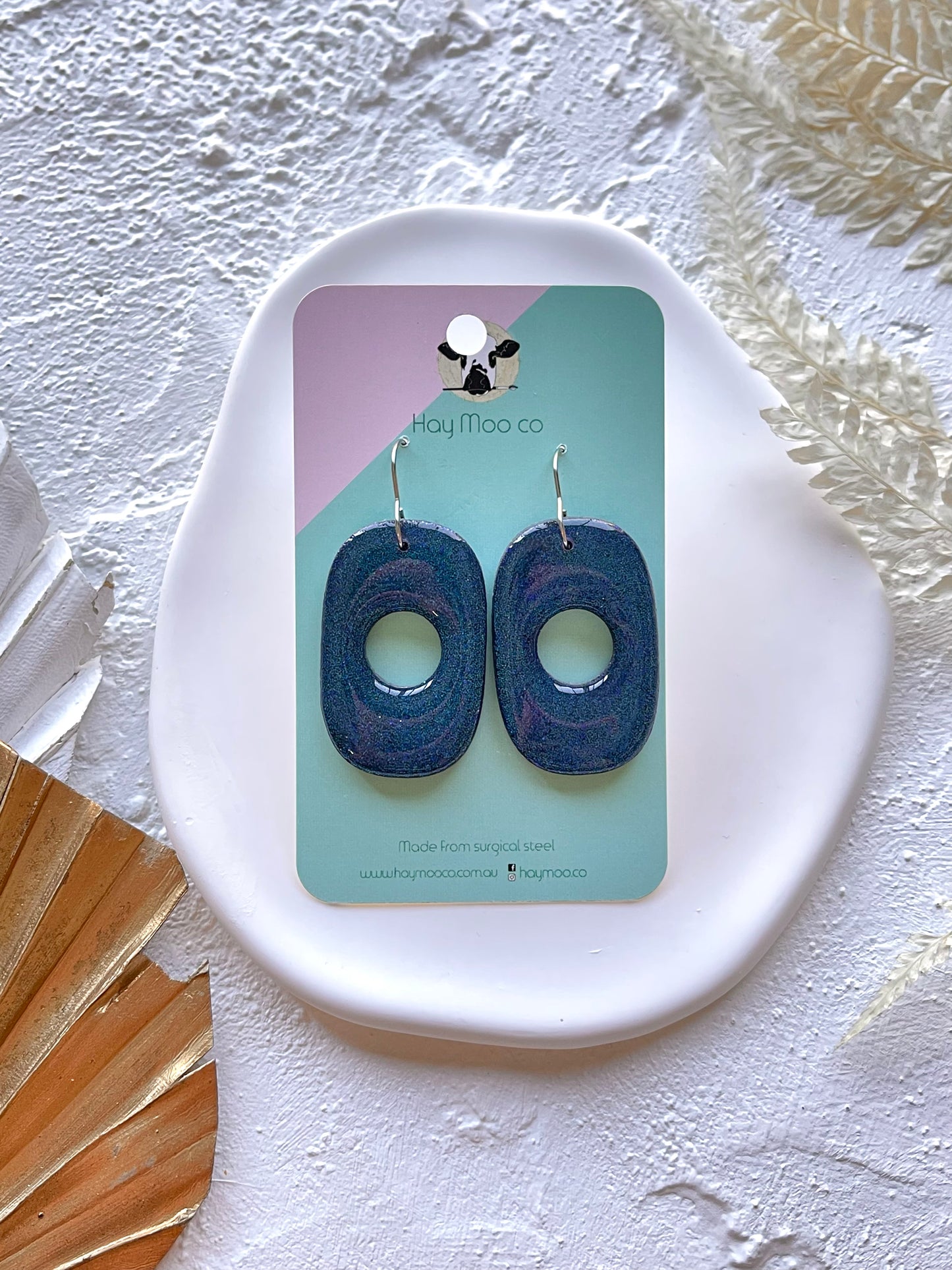 'Glitter' Hollow Oval Dangles