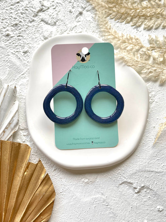 'Glitter' Hollow Organic Circle Dangle