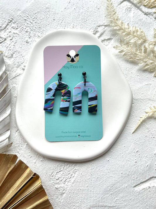 'Marbled Storm' Open Arch Dangle