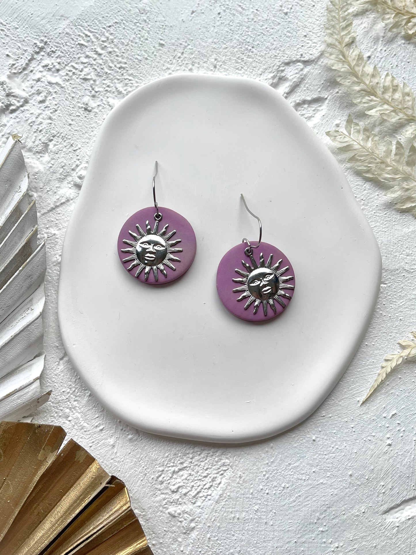'Purple' Sun Charm Circle Dangle