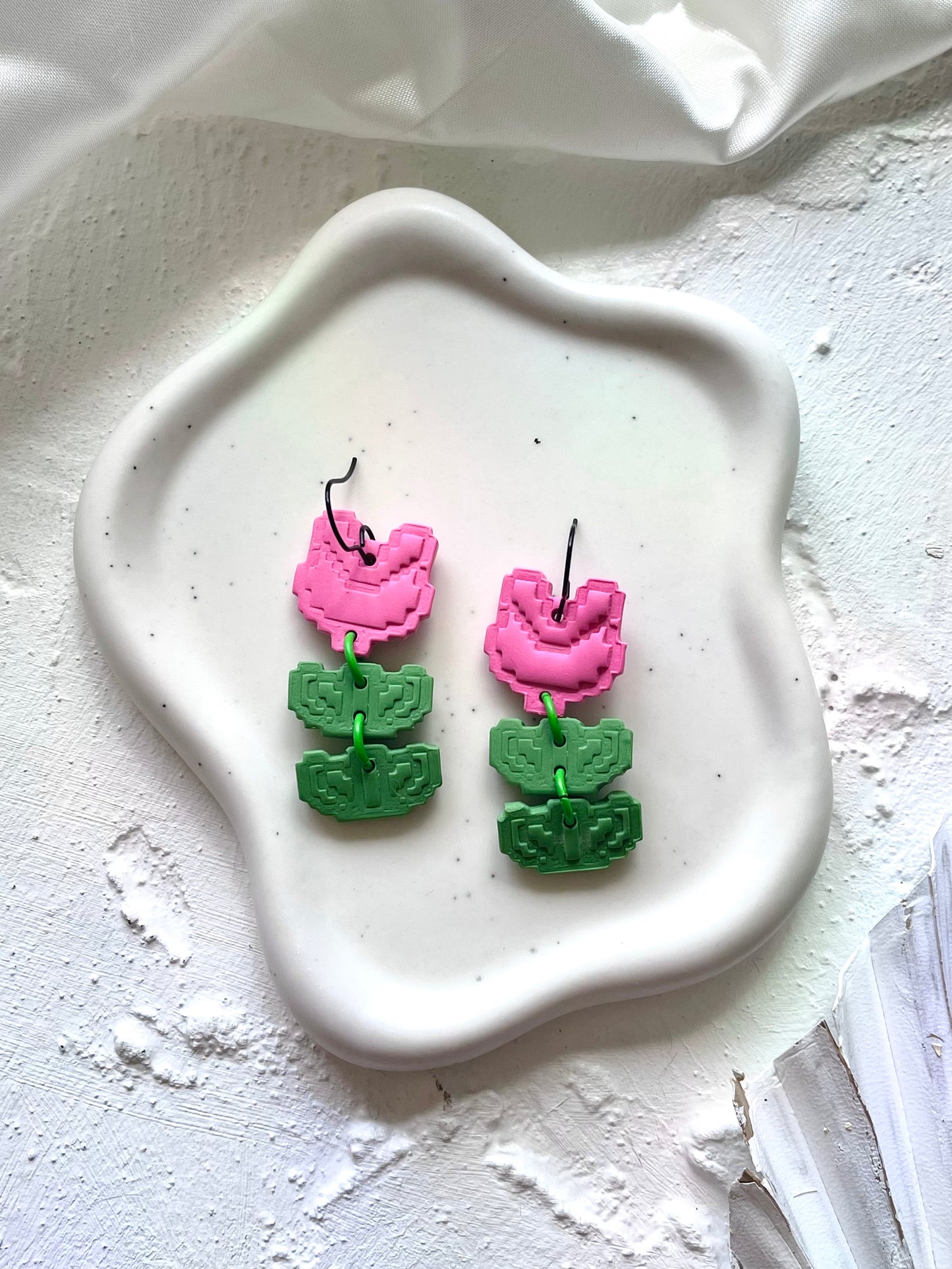 'Pink Flower Stack' Dangle