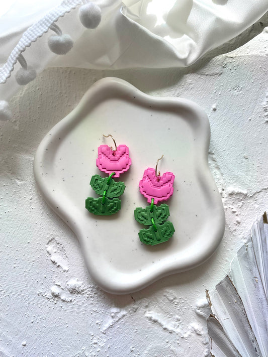 'Pink Flower Stack' Dangle