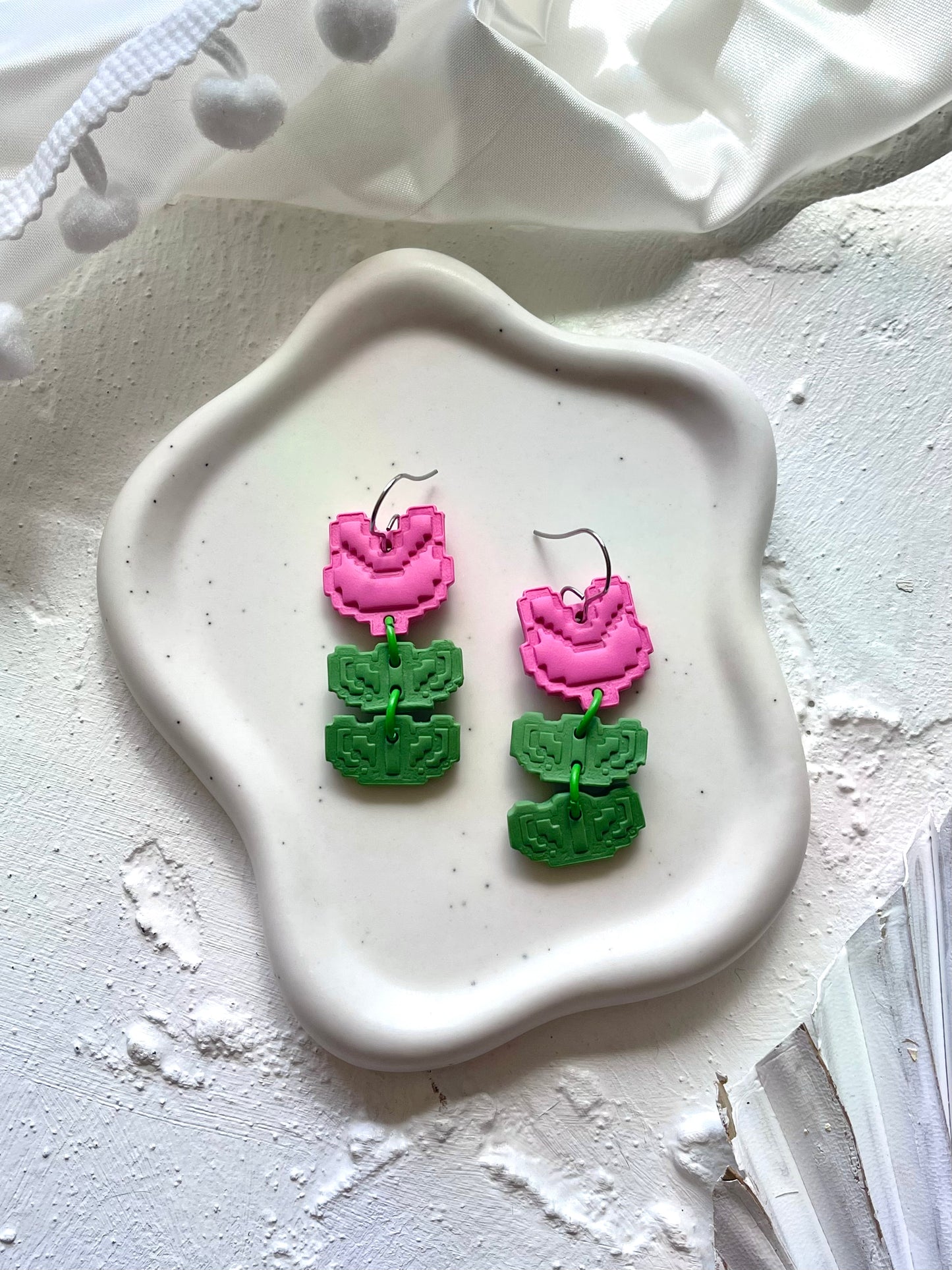 'Pink Flower Stack' Dangle