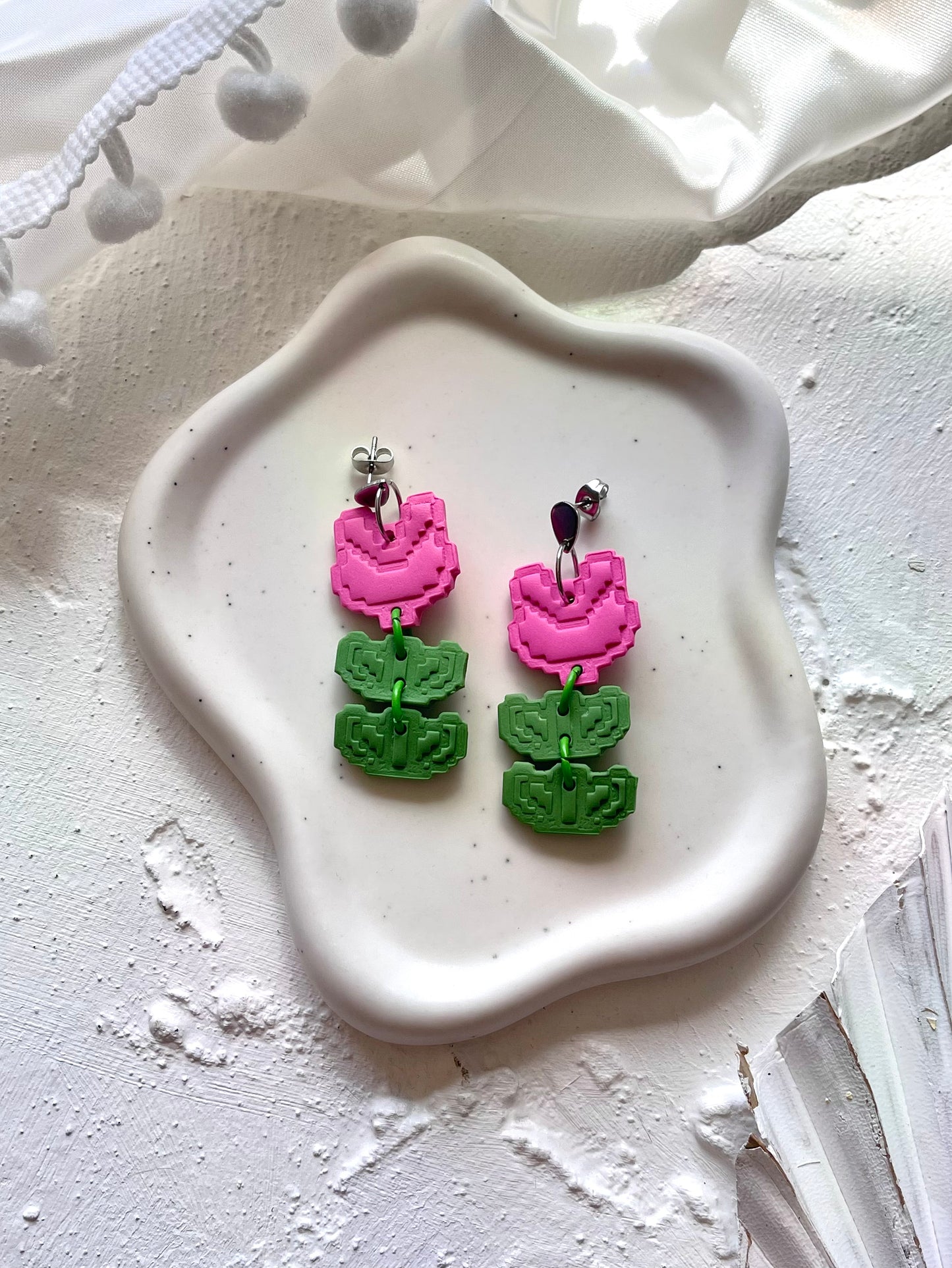 'Pink Flower Stack' Dangle