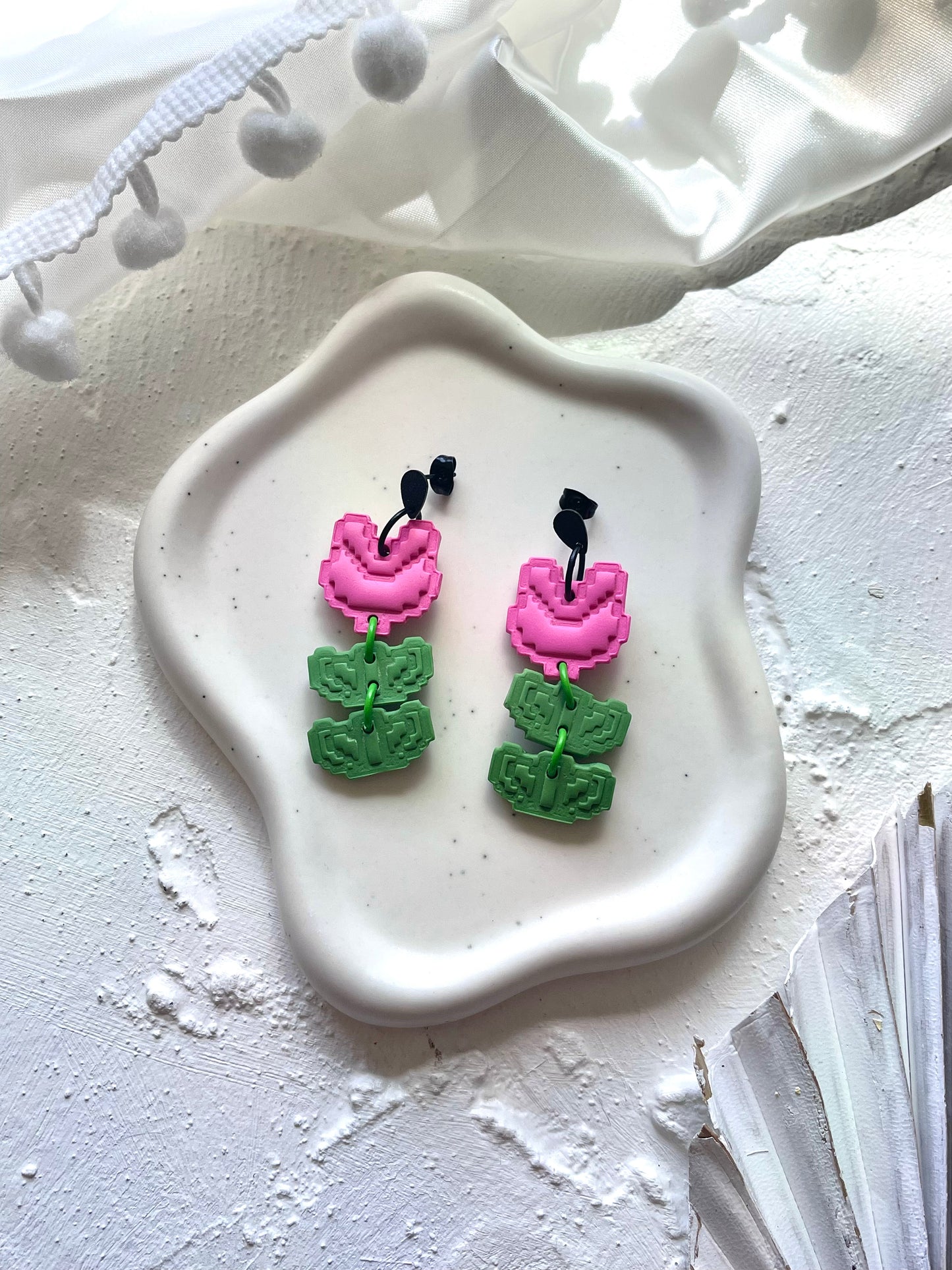 'Pink Flower Stack' Dangle