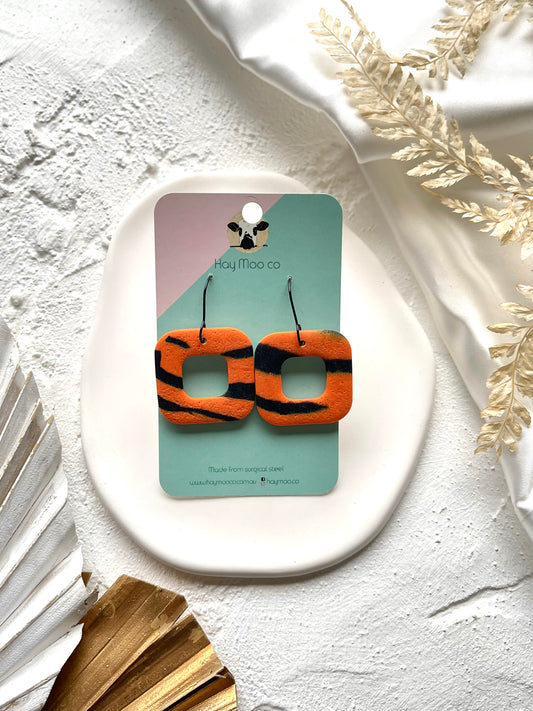 'Tiger' Hollow Square Dangle