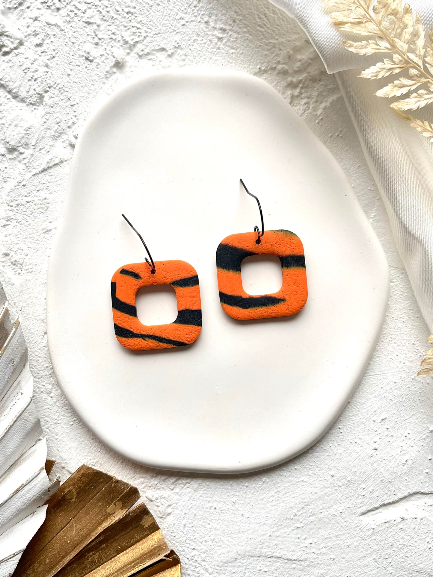 'Tiger' Hollow Square Dangle