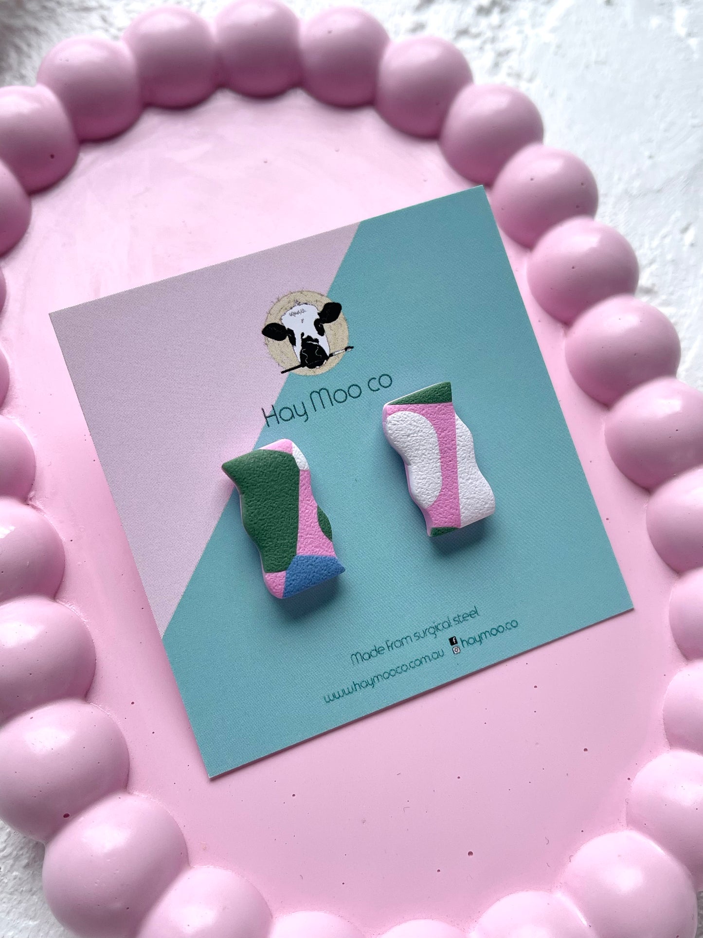 'Pastel Patch' Squiggle Stud