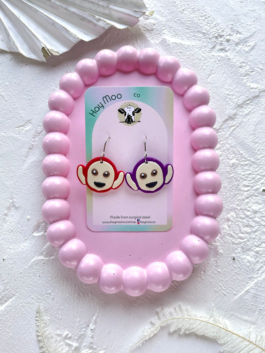 'Tellytubby' Red & Purple Dangle