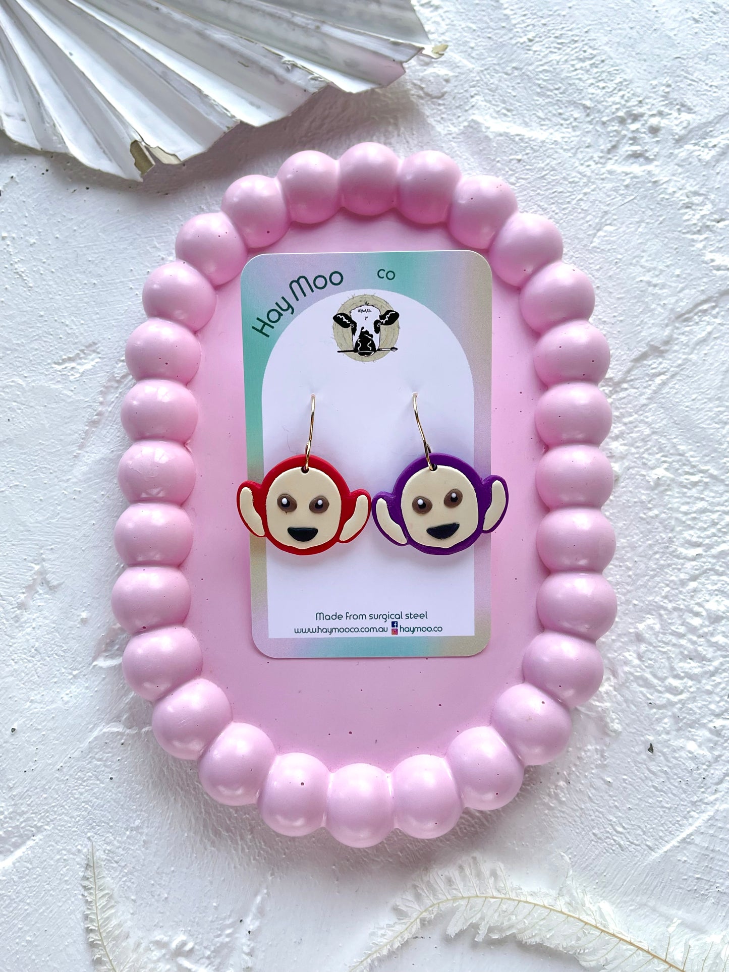 'Tellytubby' Red & Purple Dangle
