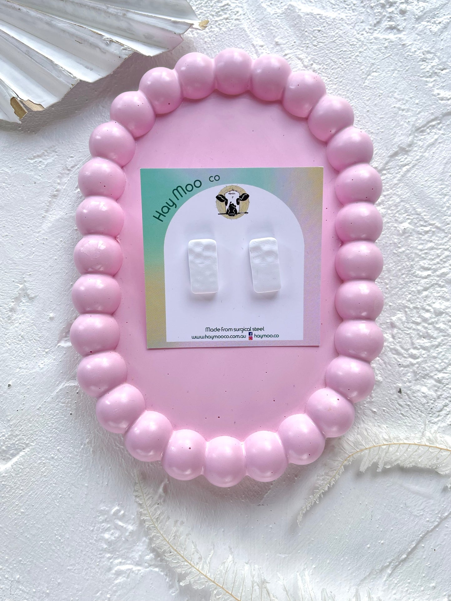 'White' Rectangle Stud