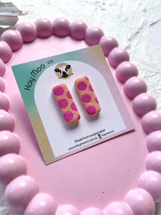'Polka Peach' Rectangle Stud