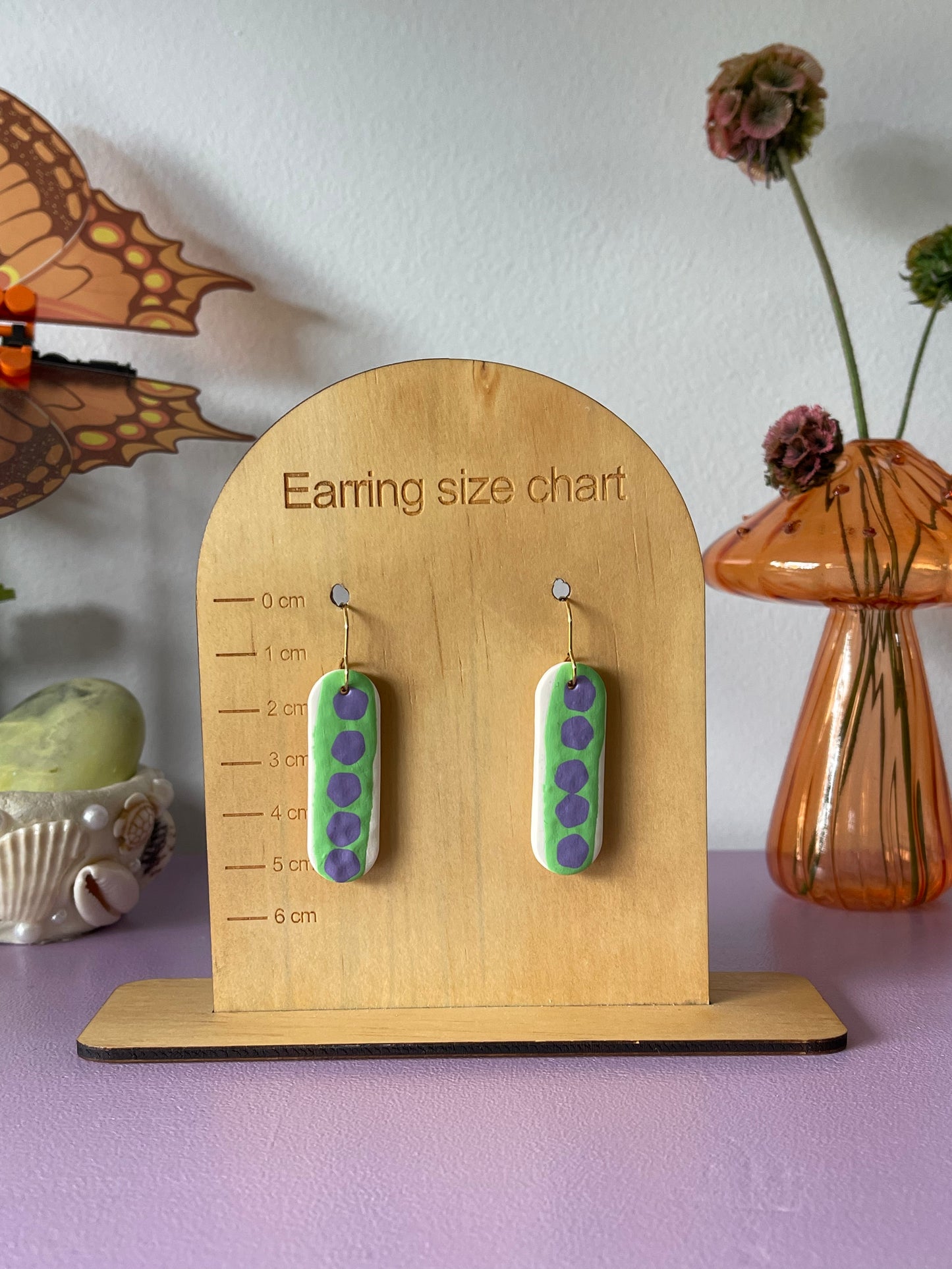 'Violet Bloom' Long Oval Dangle