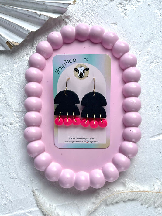 'Black' Stacked Arch Droplets Dangle
