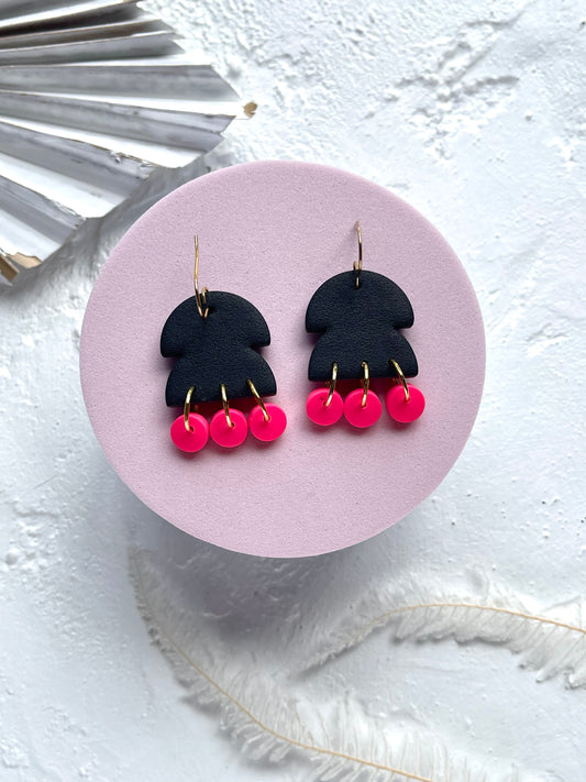 'Black' Stacked Arch Droplets Dangle