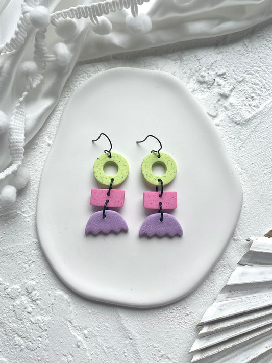 'Granite' Wavy Hollow Circle Dangle