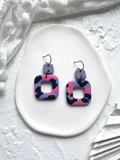 'Leopard' Hollow Square Dangle