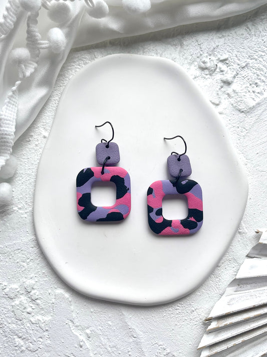 'Leopard' Hollow Square Dangle