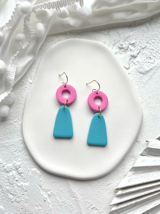 'Colour Block' Hollow Circle Arch Dangle