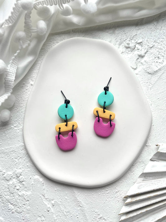 'Colour Block' Tiered Arch Dangle