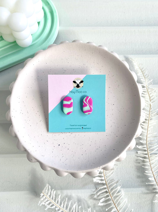'Pretty in Pink' Oval Stud