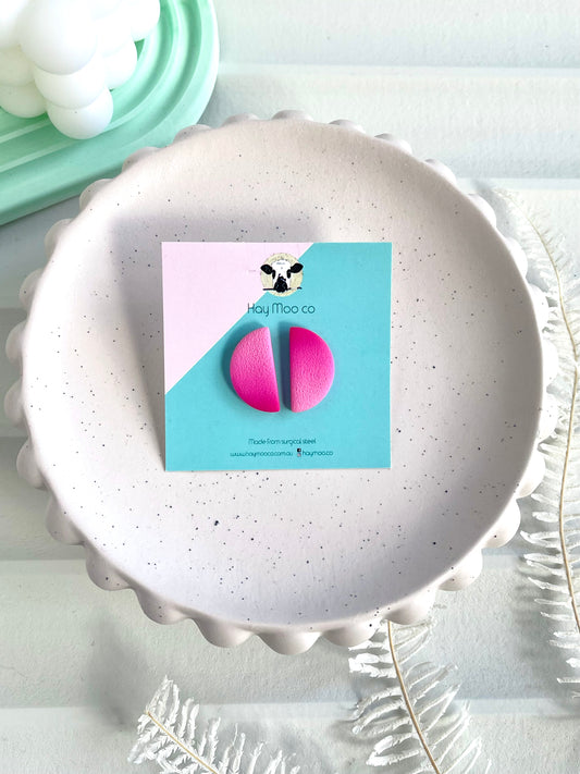 'Pretty in Pink' Ombre Half Circle Stud