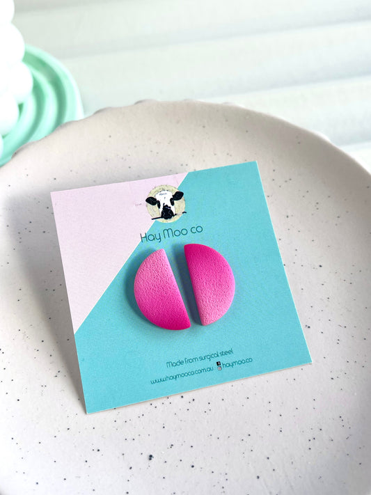 'Pretty in Pink' Ombre Half Circle Stud