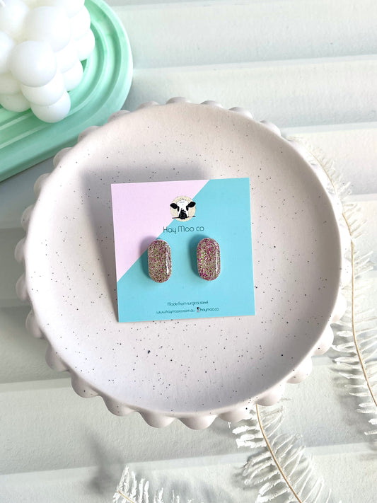 'Fairy Glitter' Oval Stud
