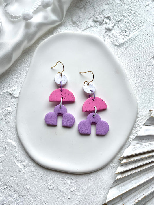 'Granite' Scalloped Semi Circle Dangle