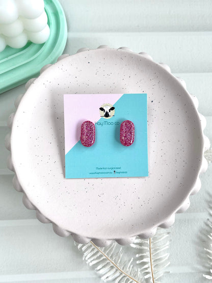 *CLIP ON* Glitter Oval Stud