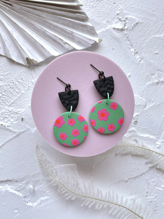 'Pink Petals' Circle Dangle