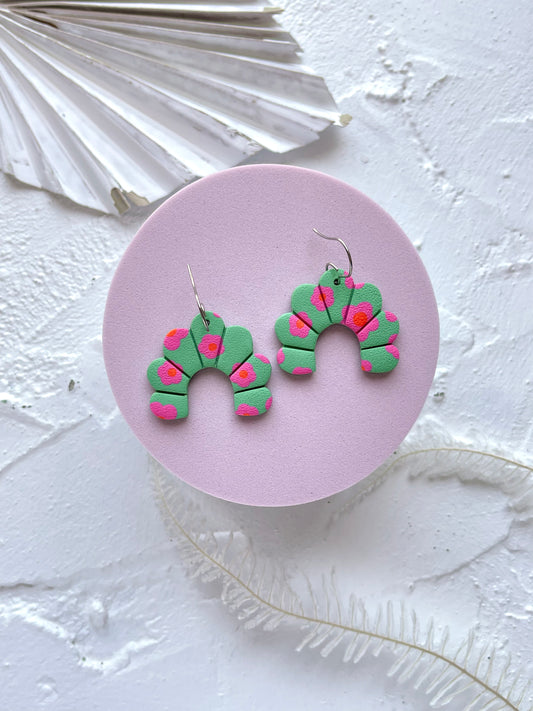 'Pink Petals' Scalloped Arch Dangle