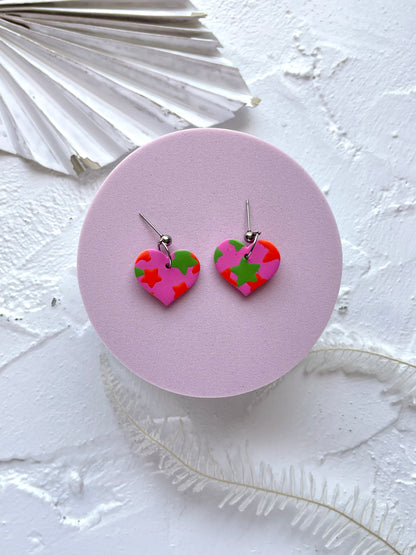 'Neon Stars' Heart Dangle