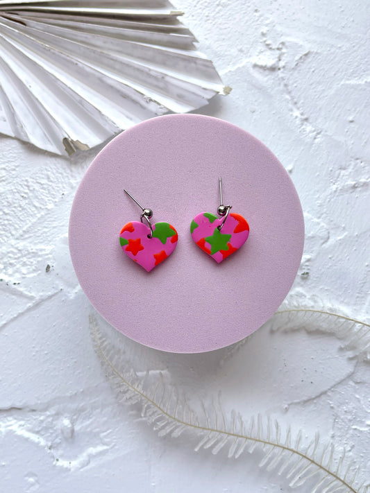 'Neon Stars' Heart Dangle