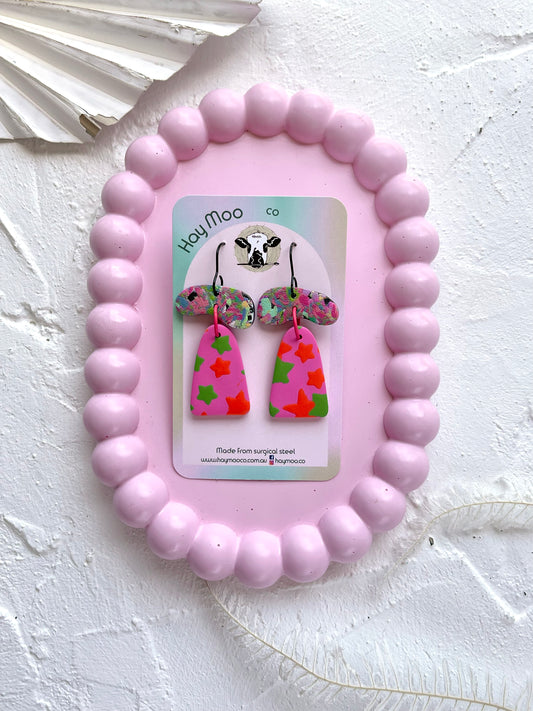 'Neon Stars' Organic Arch Dangle