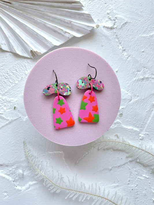 'Neon Stars' Organic Arch Dangle