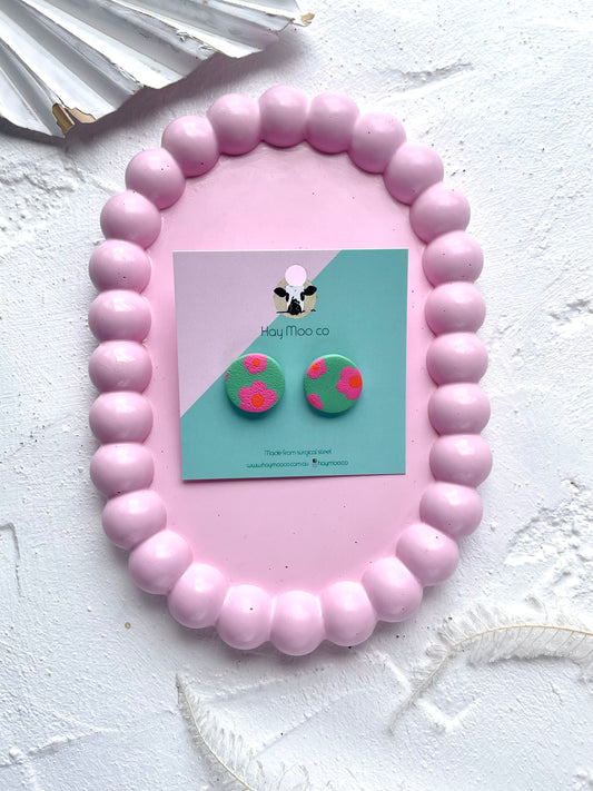 'Pink Petals' Circle Stud
