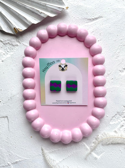 'Plum Twist' Square Stud