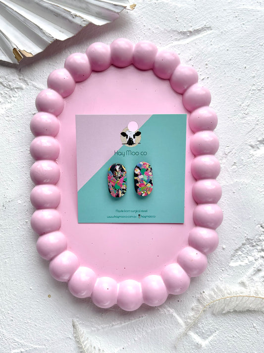 'Funfetti' Oval Stud