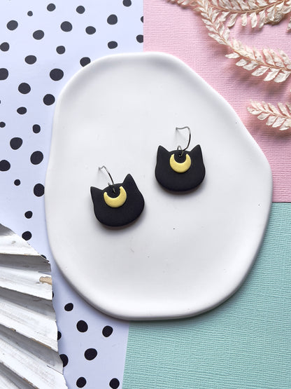'Witchy' Moon Black Cat Dangle