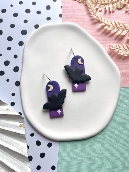 'Witchy' Night Bat Long Arch Dangle