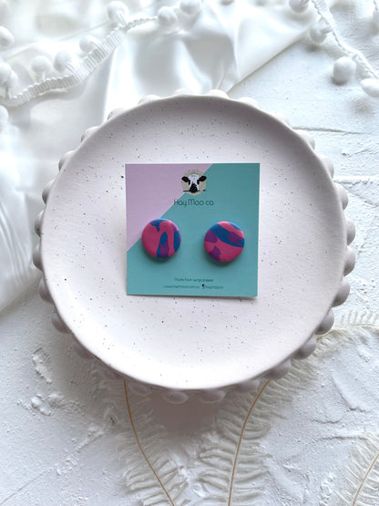 *CLIP ON* Cotton Candy Circle Stud