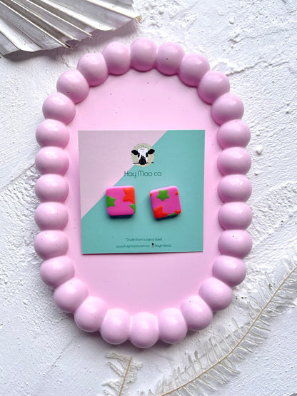 'Neon Stars' Square Stud