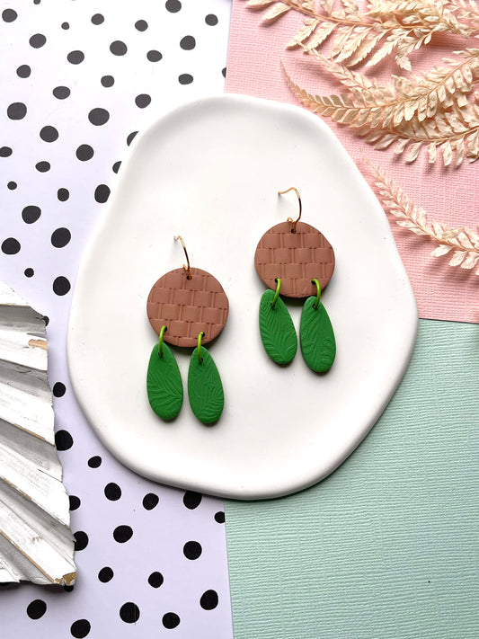 'Rattan' Green Droplets Dangle
