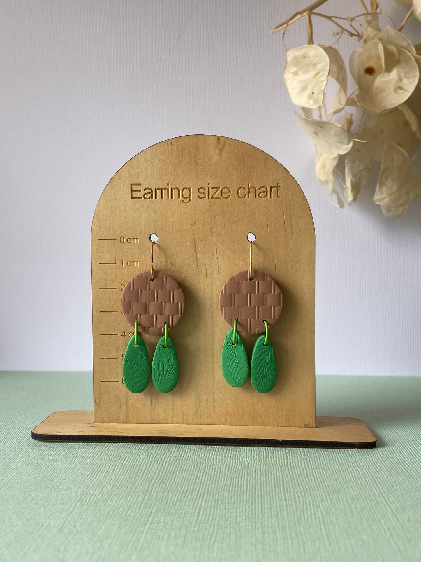 'Rattan' Green Droplets Dangle
