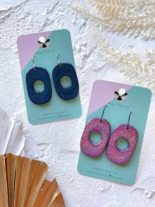 'Glitter' Hollow Oval Dangles